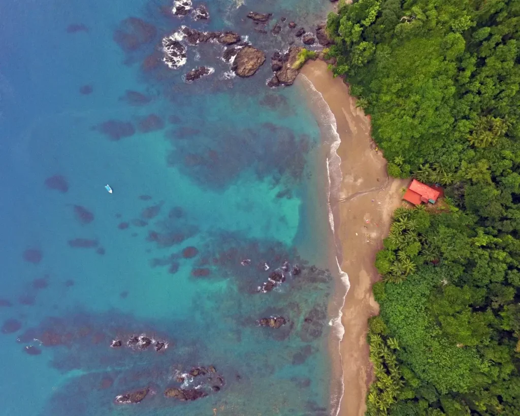 Aerial view of Cano Island Beach Costa Rica